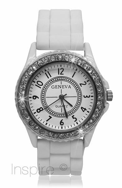 silcione diamond watch   - white